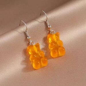 Orange Gummy Bear Retro Cute Cartoon/Fun Festival Candy Kids/Teens/Gift Earrings